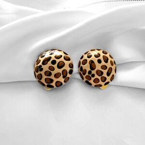 Vintage Leopard Print Clip Earrings